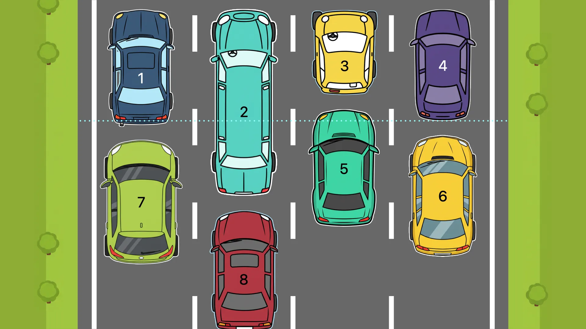 从上方俯瞰拥堵交通的高速公路卡通画。